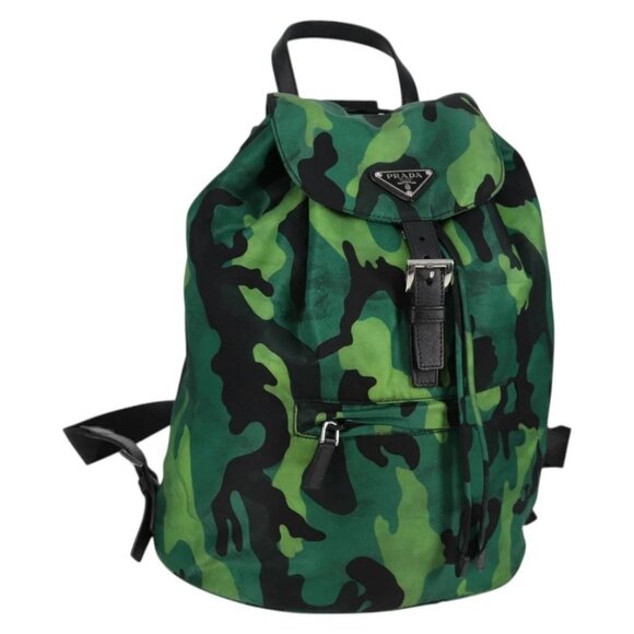 PRADA Backpack Nylon Green Silver Auth 129748V - Picture 1 of 16
